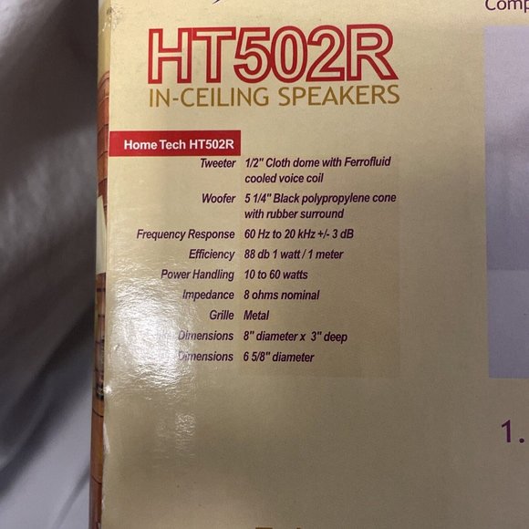 HomeTech - 5-1/4" 2-Way In-Ceiling Speakers (pair) HT502R Open Box - Picture 13 of 14